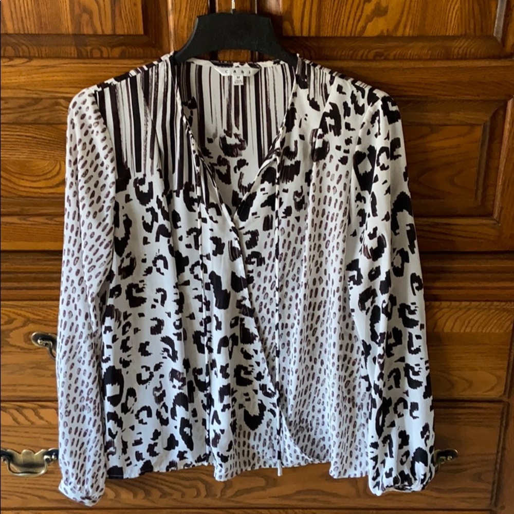 Cabi faux wrap animal print blouse
